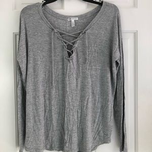 PINK Super Soft Lace Up Tee